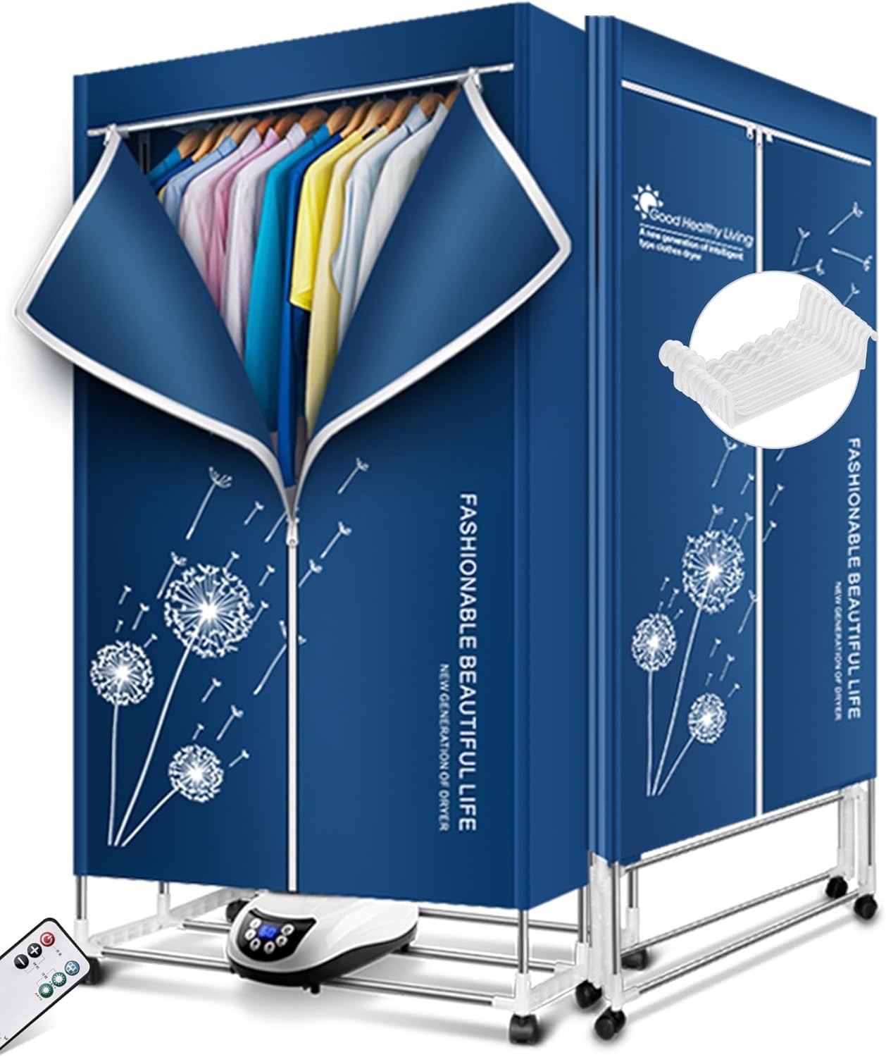 Heated Clothes Airer 1500W 2 Tier Electric Dryer with Remote Timer Indoor