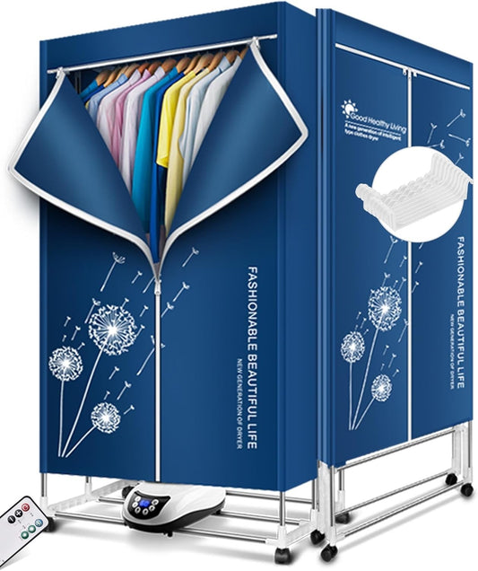 Heated Clothes Airer 1500W 2 Tier Electric Dryer with Remote Timer Indoor