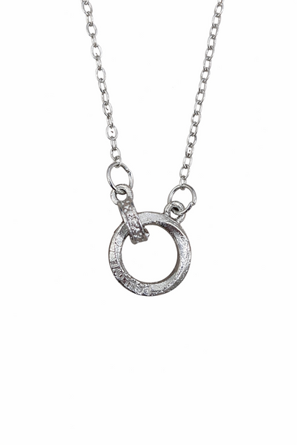 148x Pendant Necklace Silver Tone Circle Bar Adjustable Chain Minimalist Women