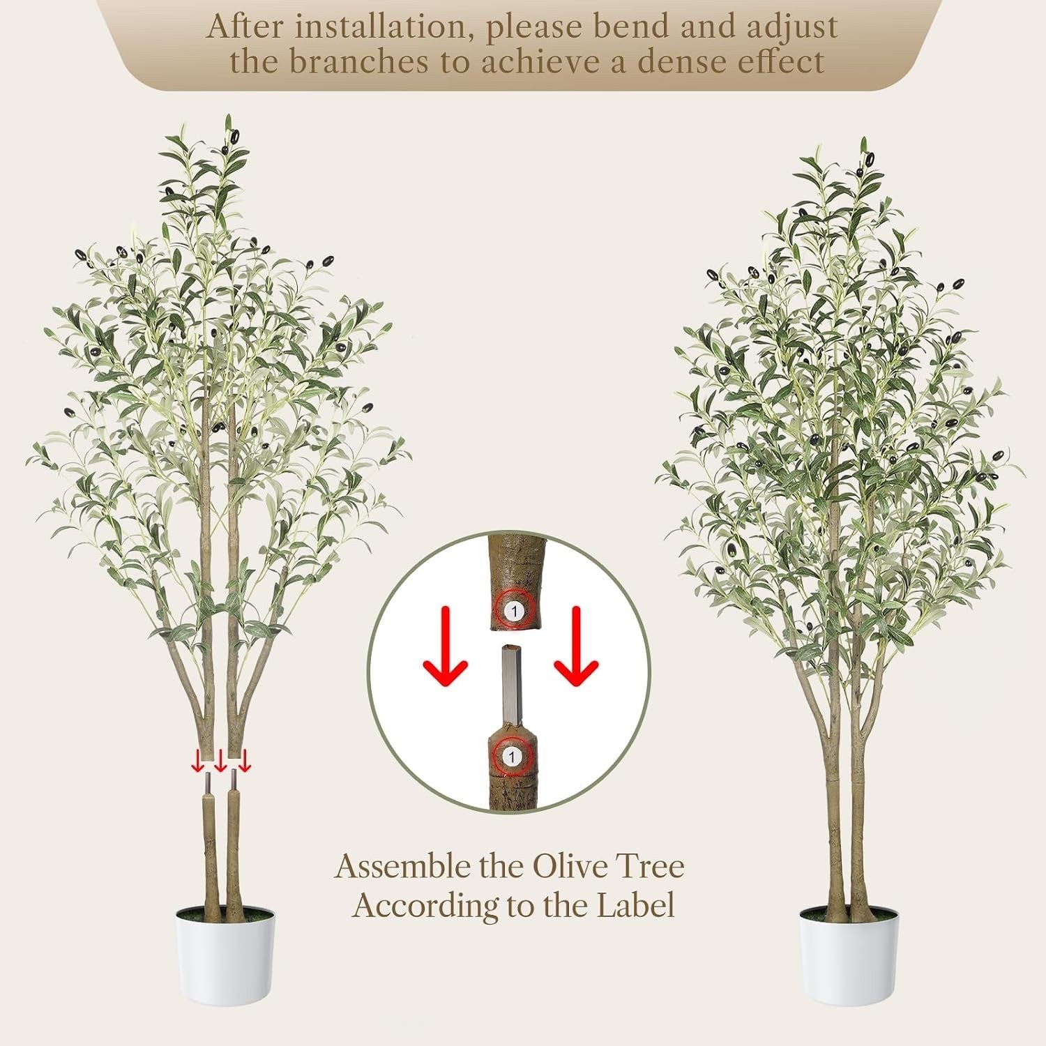 Artificial Olive Tree Plant 5FT 150cm Faux Lifelike Indoor Outdoor White Pot