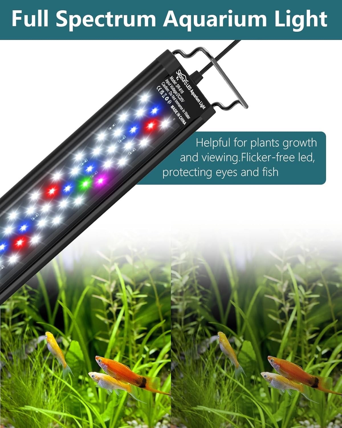 SEAOURA Led Aquarium Light for Plants-Full Spectrum Fish Tank Light with Timer