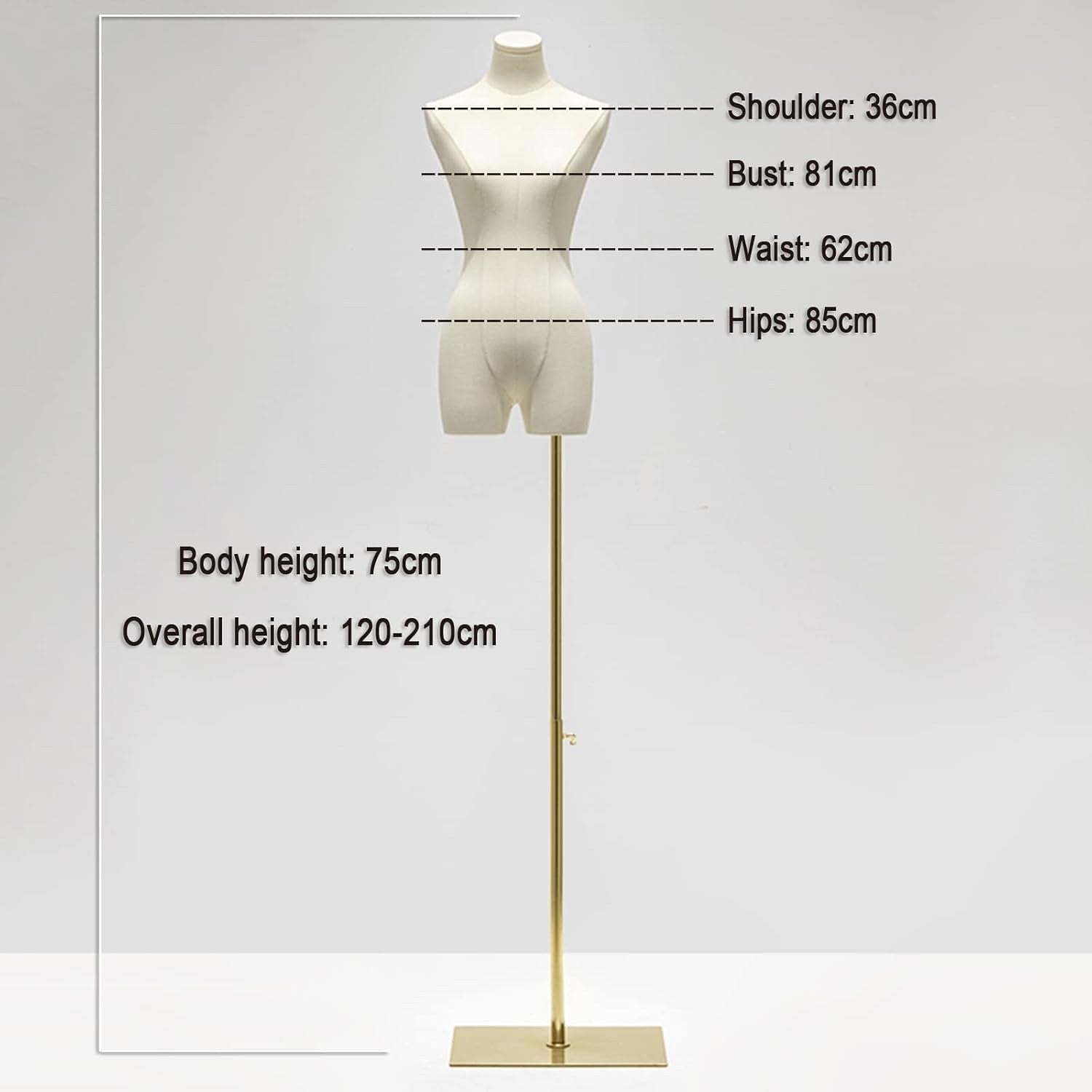 Adjustable Mannequin Torso Dress Form Rectangular Base Clothing Display Stand