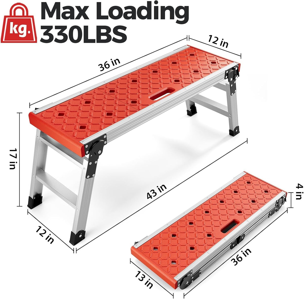 Step Ladder Folding Aluminium 3 Step Lightweight Non Slip Multi Purpose Red