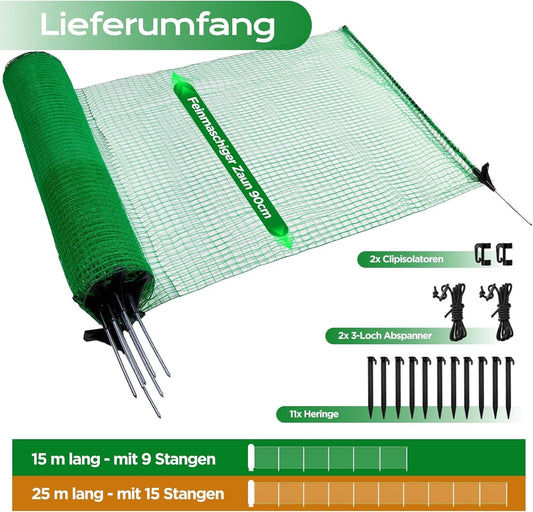 Barrier Fencing Mesh Temporary 0.9m x 15m Green Plastic Fence 9 Pins Dog Pet