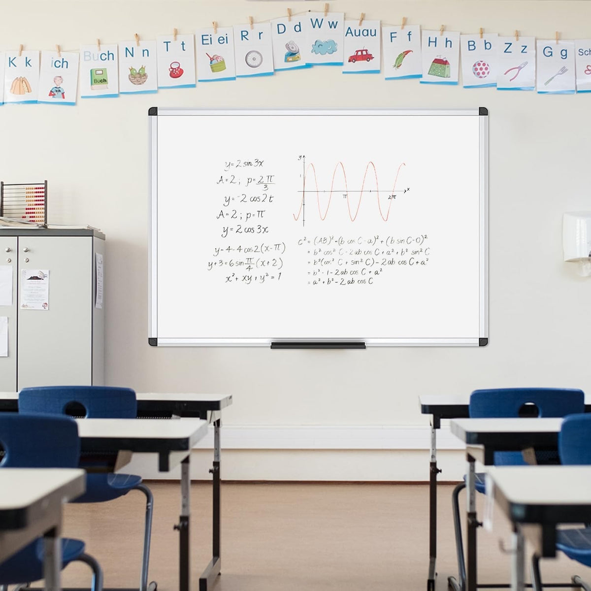 Magnetic Whiteboard Dry Erase Board 90x60cm Wall Mounted Aluminium Frame Tray