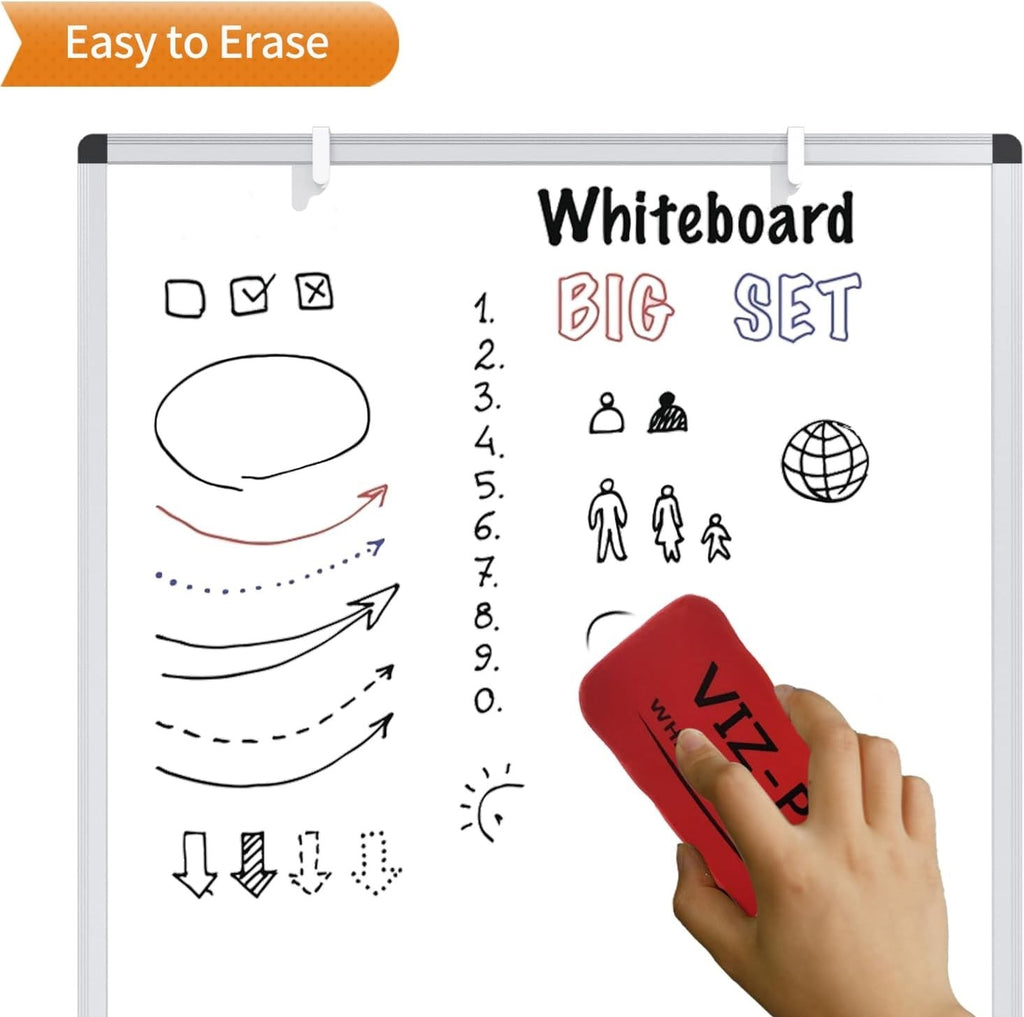 Magnetic Flipchart Easel Whiteboard 90x60cm Dry Wipe Board Stand Office