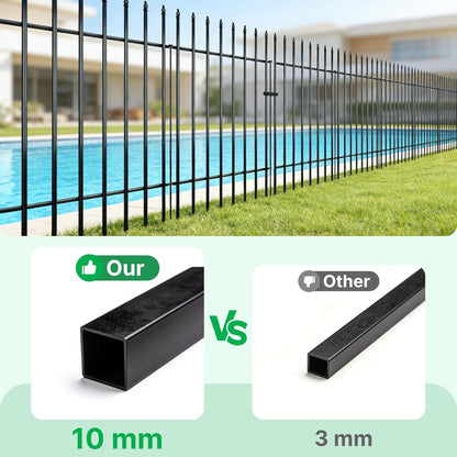 Garden Fence Metal Decorative 91cm 5 Panels No Dig Border Dog Yard Barrier Black