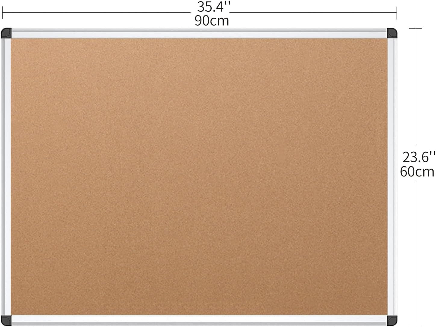 Cork Notice Board 90x60cm Silver Aluminium Frame Wall Bulletin Board