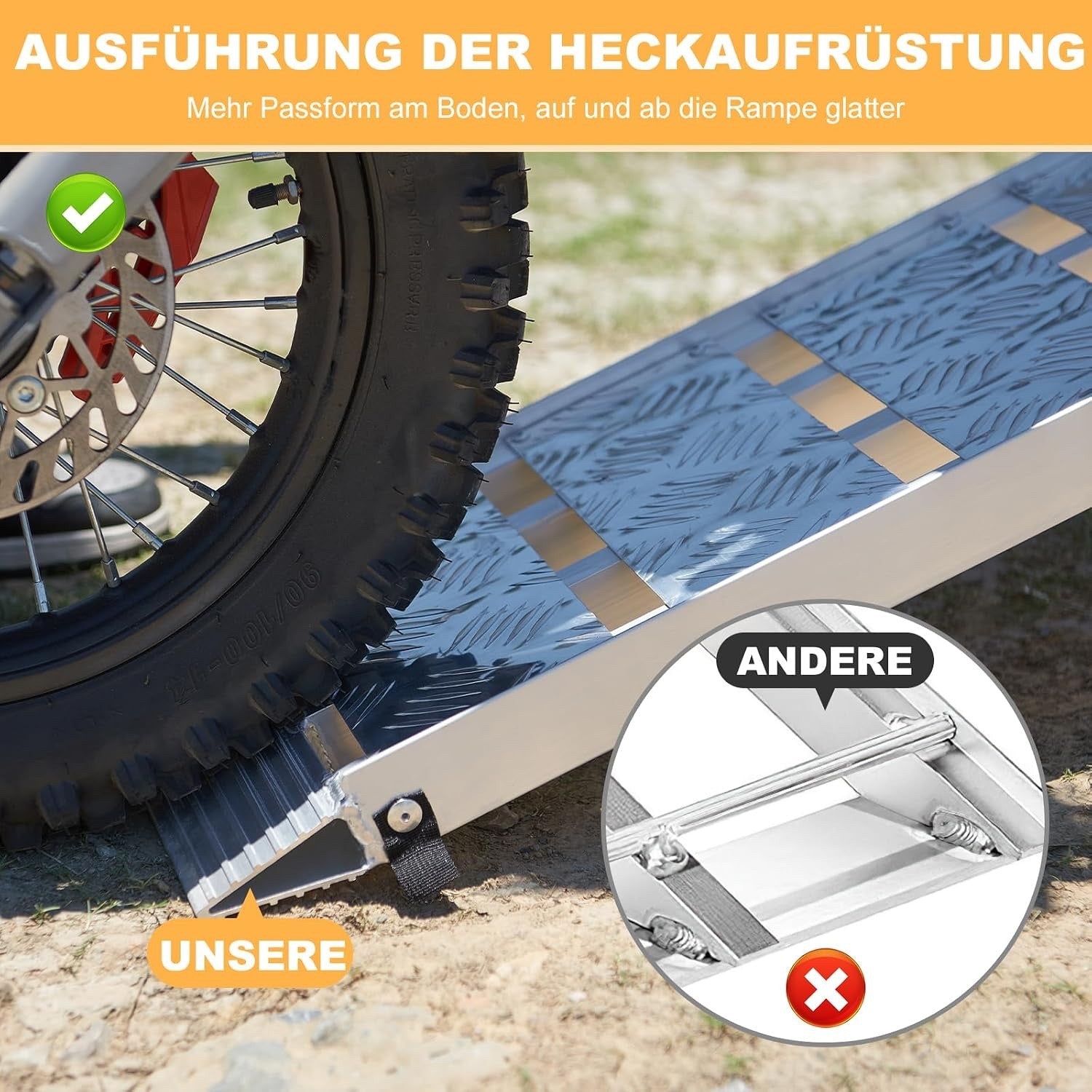 Loading Ramp Folding Aluminium 340kg 228cm Trailer Motorcycle Wheelchair ATV