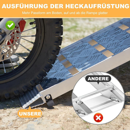 Loading Ramp Folding Aluminium 340kg 228cm Trailer Motorcycle Wheelchair ATV