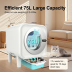 Smart Self-Cleaning Cat Litter Box 75L WiFi App UV Sterilizer Auto Tray