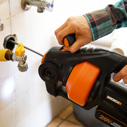 WORX  WX891 Drain Auger, Cordless Plumbing Snake with battery and quick charger