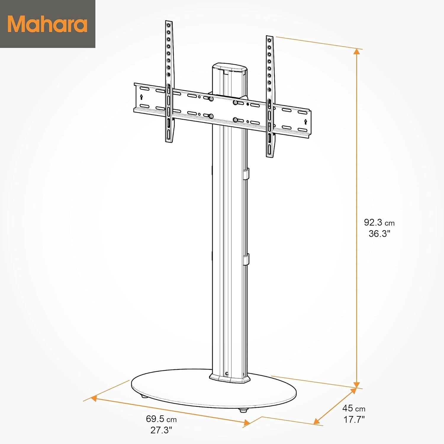MAHARA Swivel Column TV Stand - for 32 to 55 inch TVs-Universal freestanding sil