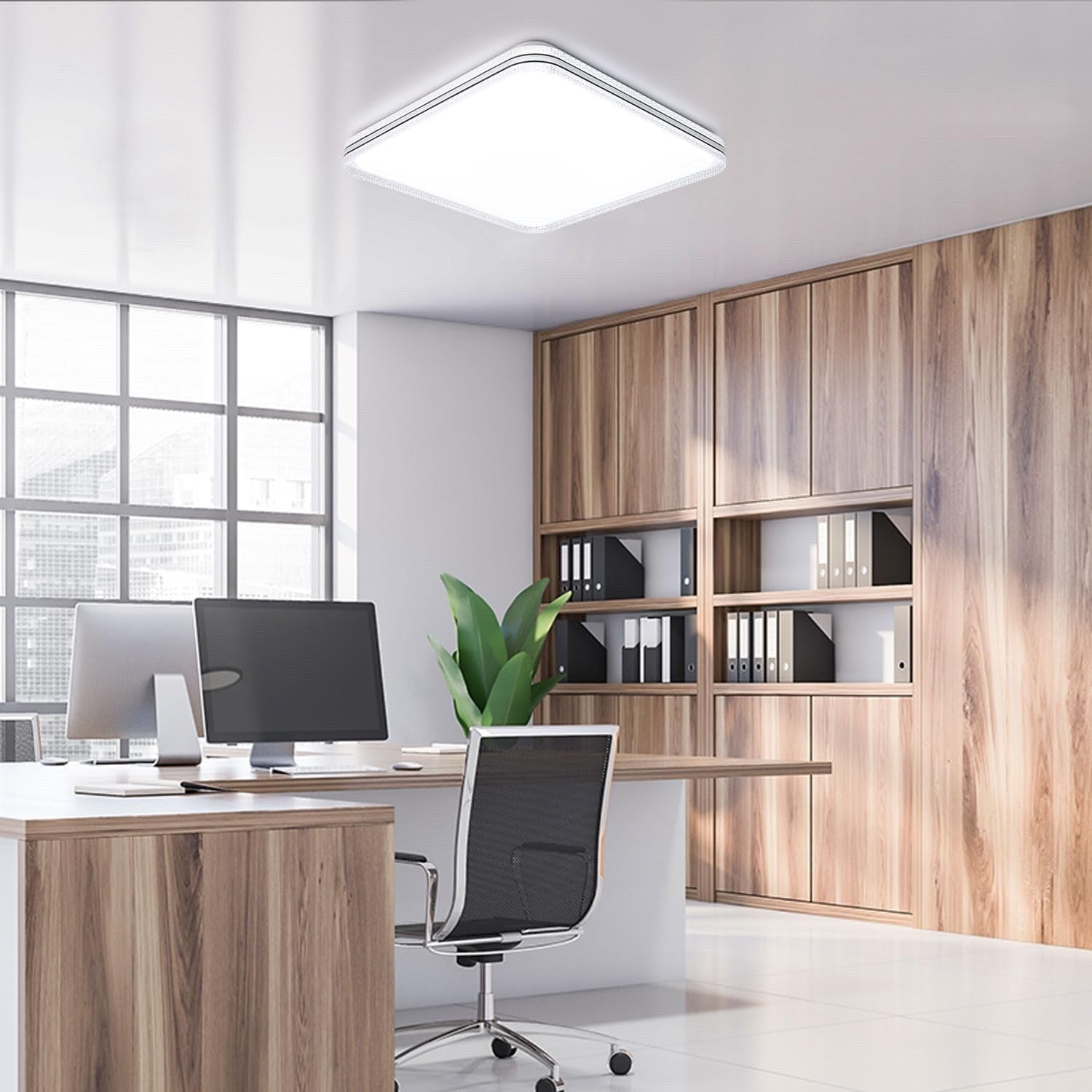 LED Ceiling Light Square Black Edge 6500K Cool White Flush Mount Modern