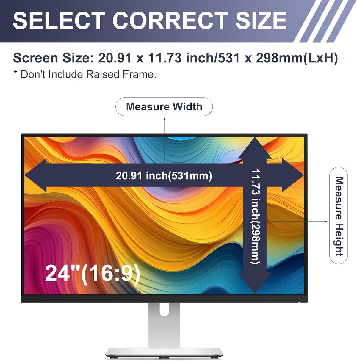 Monitor Screen Protector 24 Inch 2 Pack Blue Light Filter Anti Glare 531x298mm