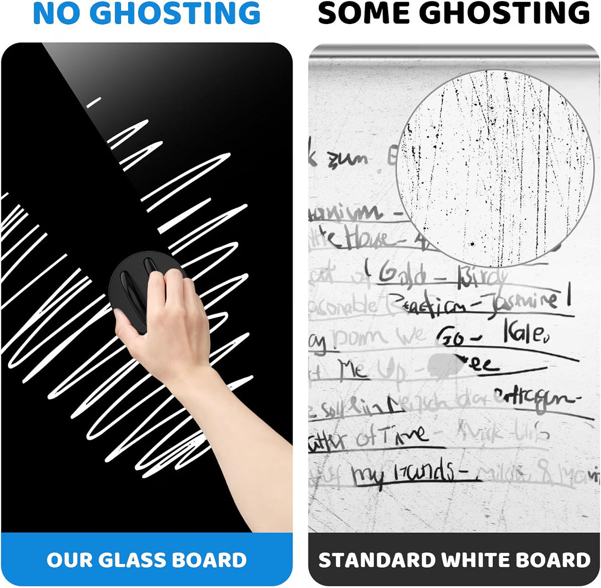 Glass Dry Erase Whiteboard 40x60cm Black Magnetic Frameless Wall Mounted Board
