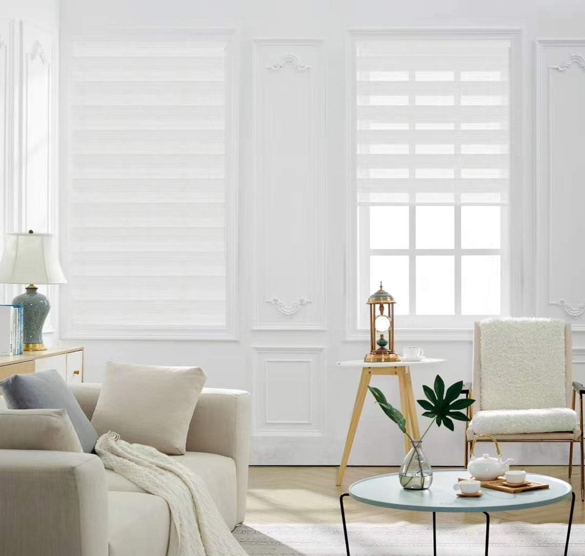 White Zebra Roller Blind 150x150cm Day Night Dual Layer Window Shade Blind