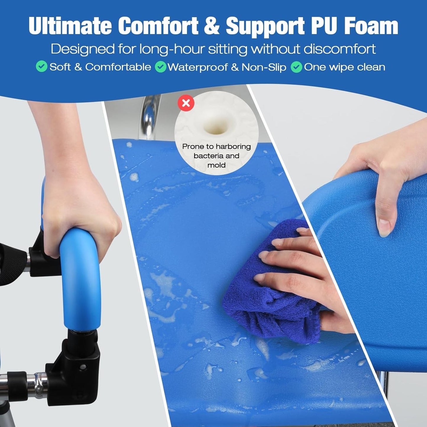 Sliding Shower Chair 360 Swivel Seat 204kg Adjustable Bath Transfer Bench Blue