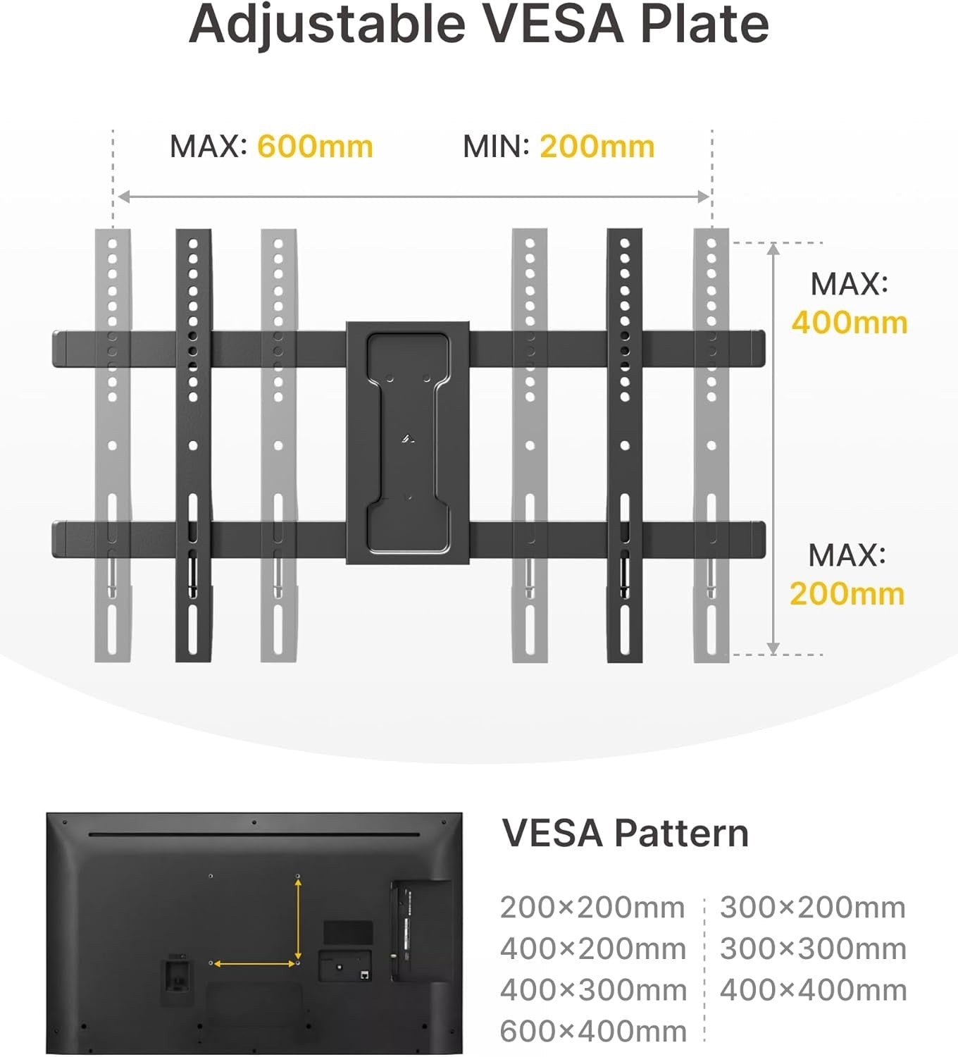 TV Wall Bracket Full Motion 43-80 Inch 1065mm Arm Swivel Tilt 50kg VESA 600x400