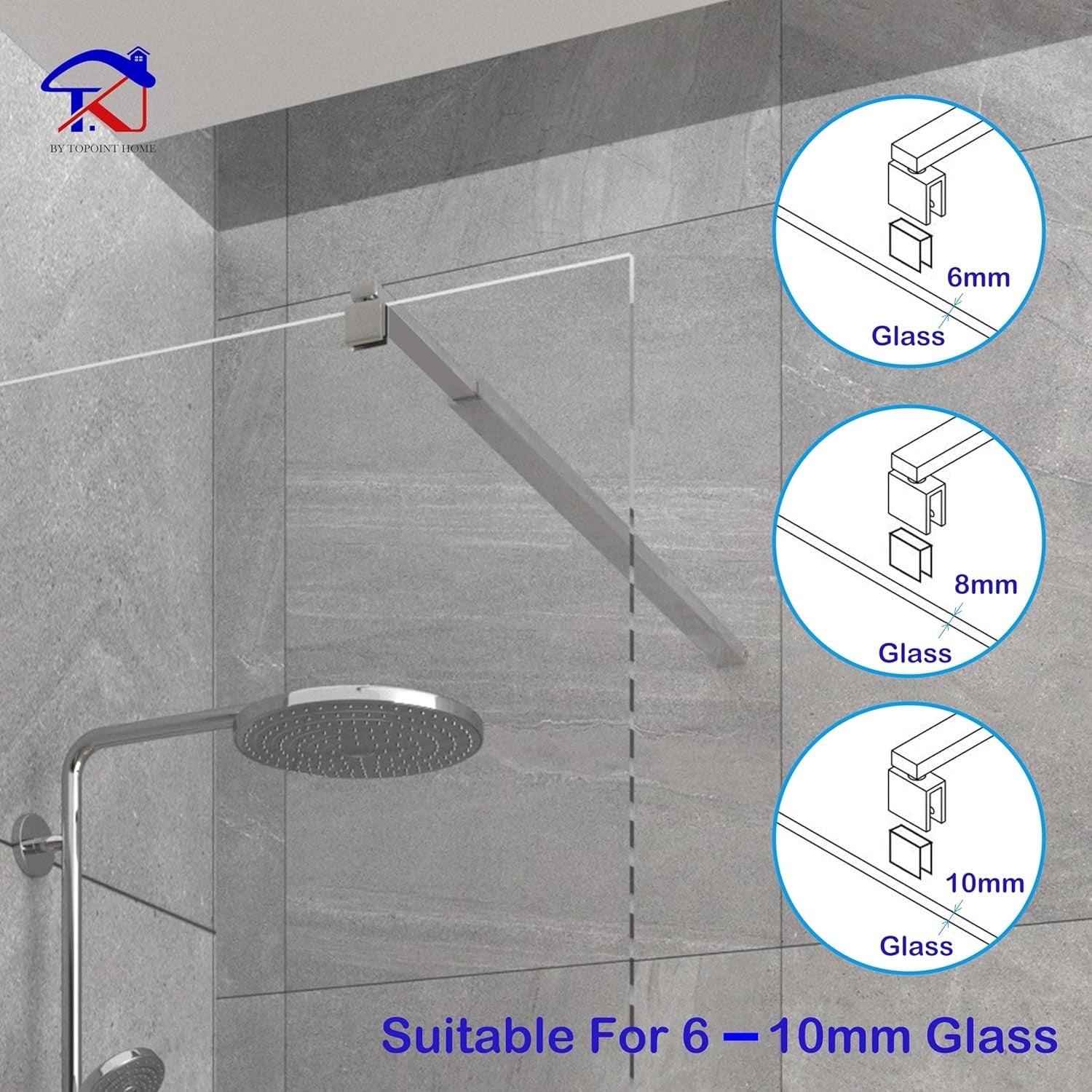 Shower Screen Support Bar Telescopic Chrome 700-1300mm Wet Room Glass 6-10mm