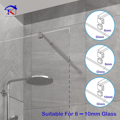 Shower Screen Support Bar Telescopic Chrome 700-1300mm Wet Room Glass 6-10mm