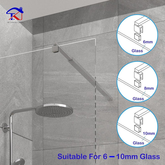 Shower Screen Support Bar Telescopic Chrome 700-1300mm Wet Room Glass 6-10mm