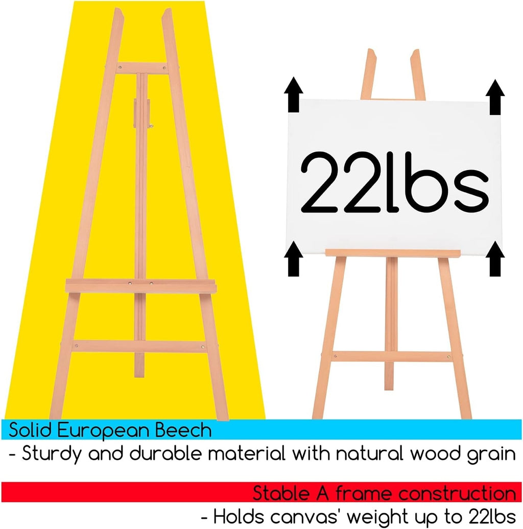 MEEDEN Wooden A-Frame Easel Floor Display Easel Stand Beech Wood