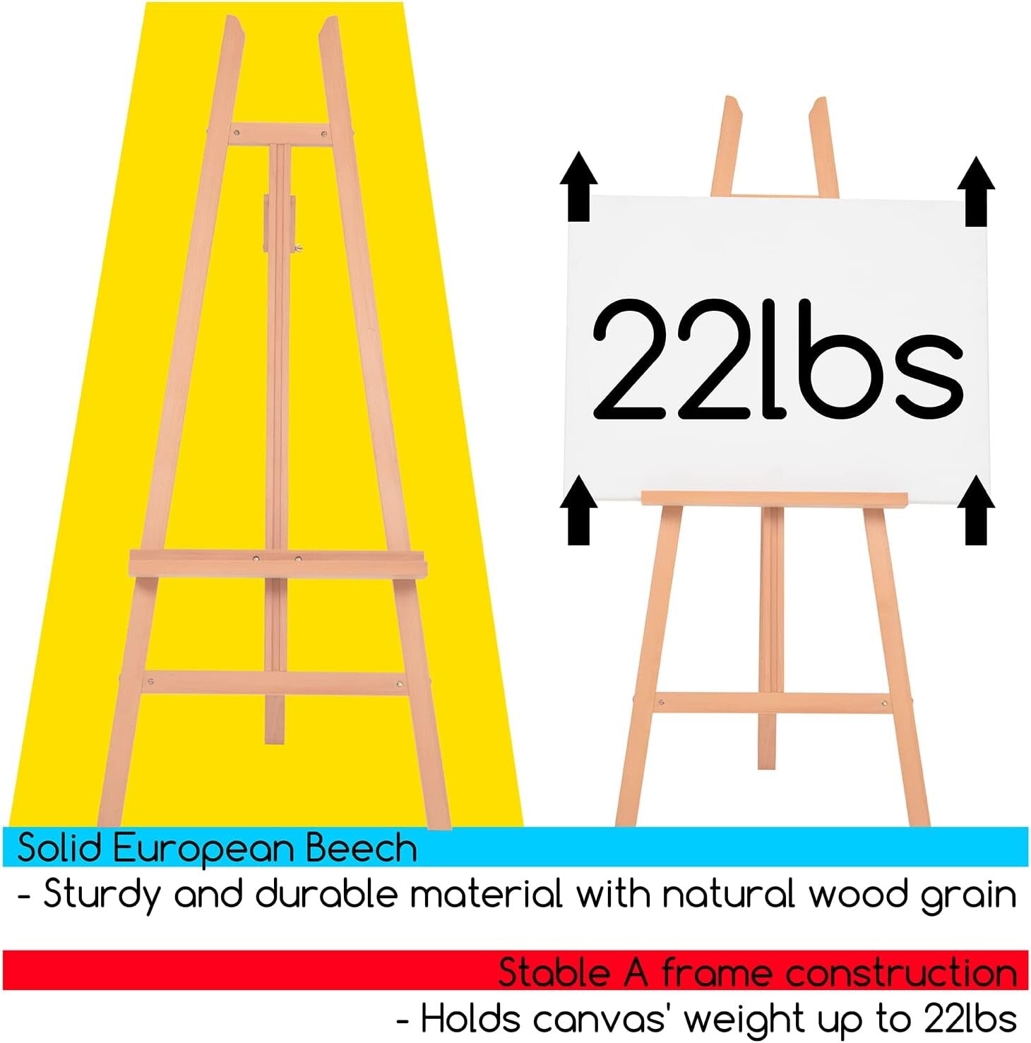 MEEDEN Wooden A-Frame Easel Floor Display Easel Stand Beech Wood
