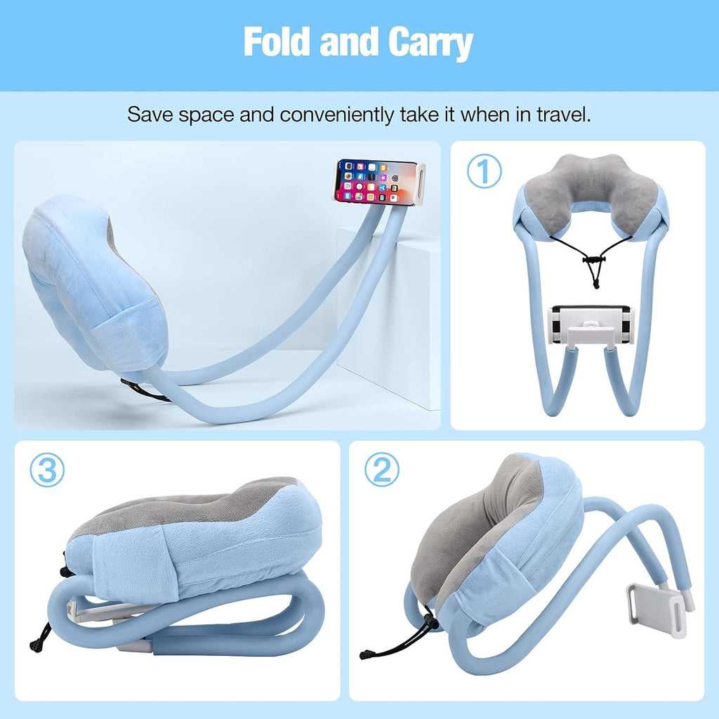 MoKo Neck Cushion Brown Pillow with Gooseneck Adjustable 360° 4-11" Phone Holder