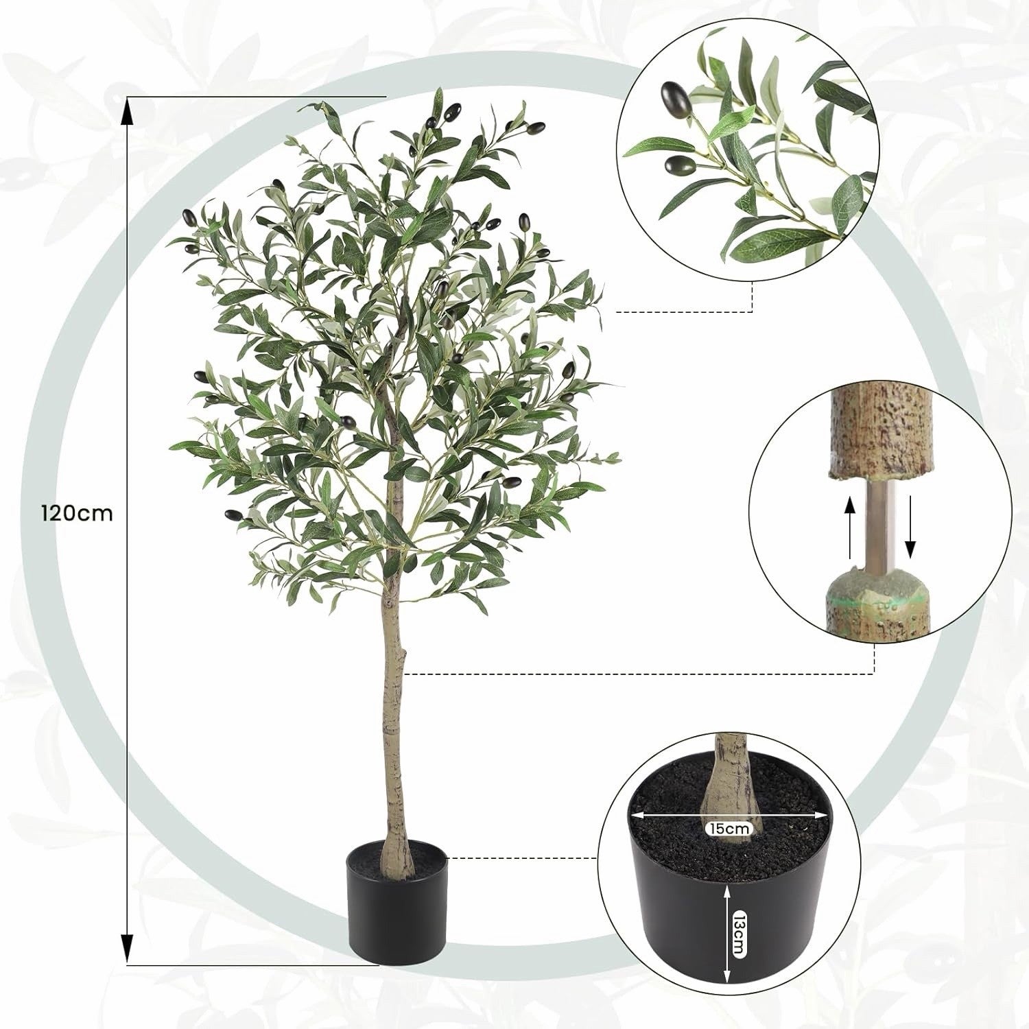 Artificial Olive Tree 120cm Faux Silk Indoor Plant Lifelike Home Office Decor