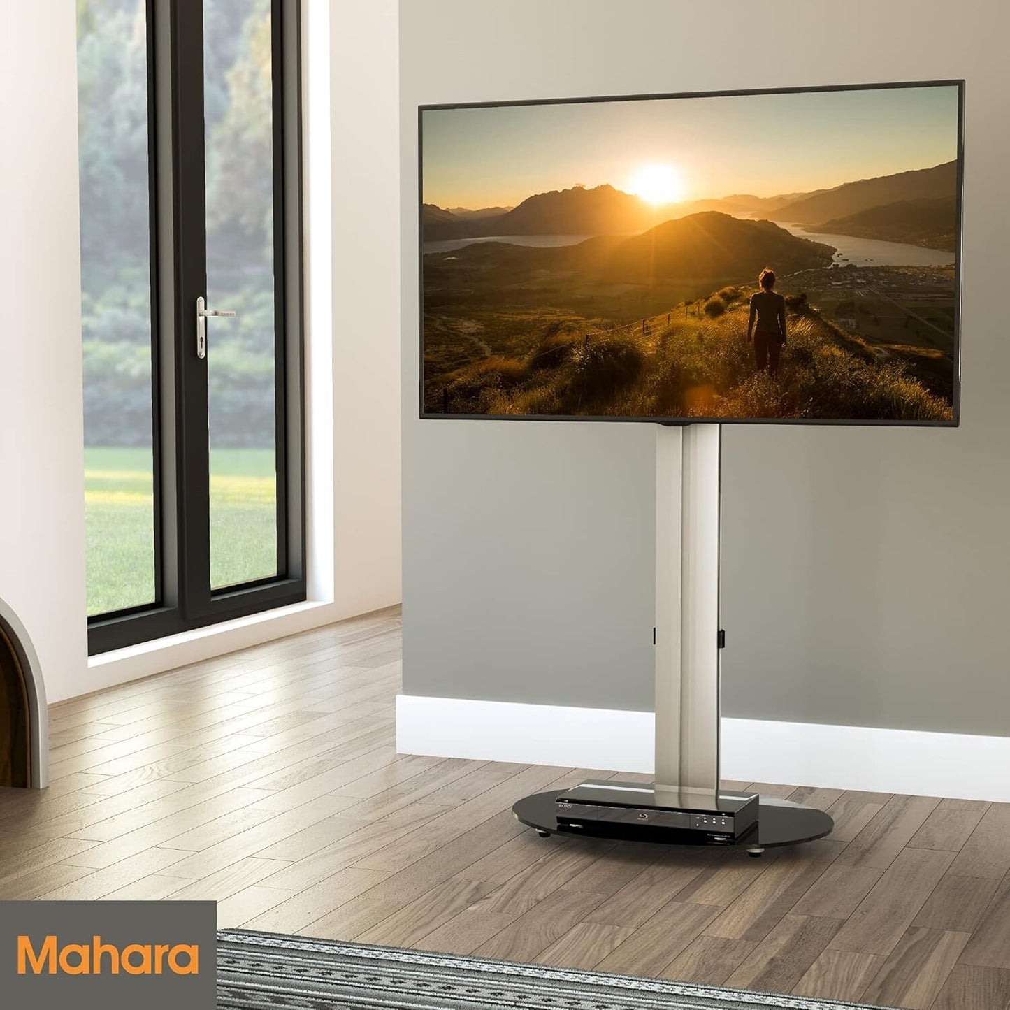 MAHARA Swivel Column TV Stand - for 32 to 55 inch TVs-Universal freestanding sil