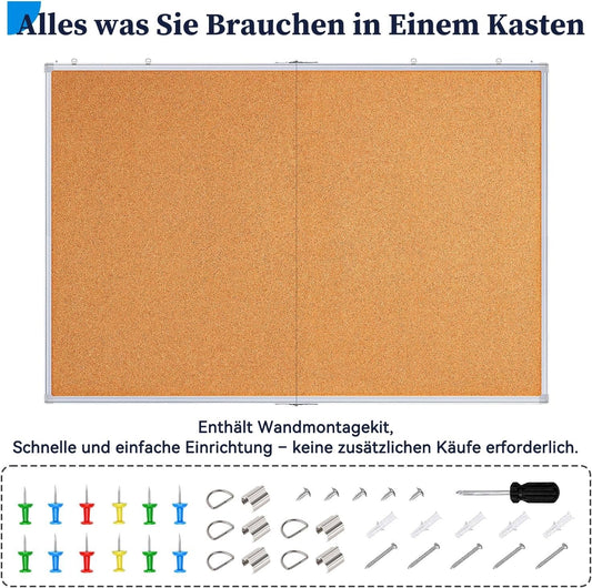 Cork Pin Board 90x150cm Large Notice Board Aluminium Frame w Push Pins