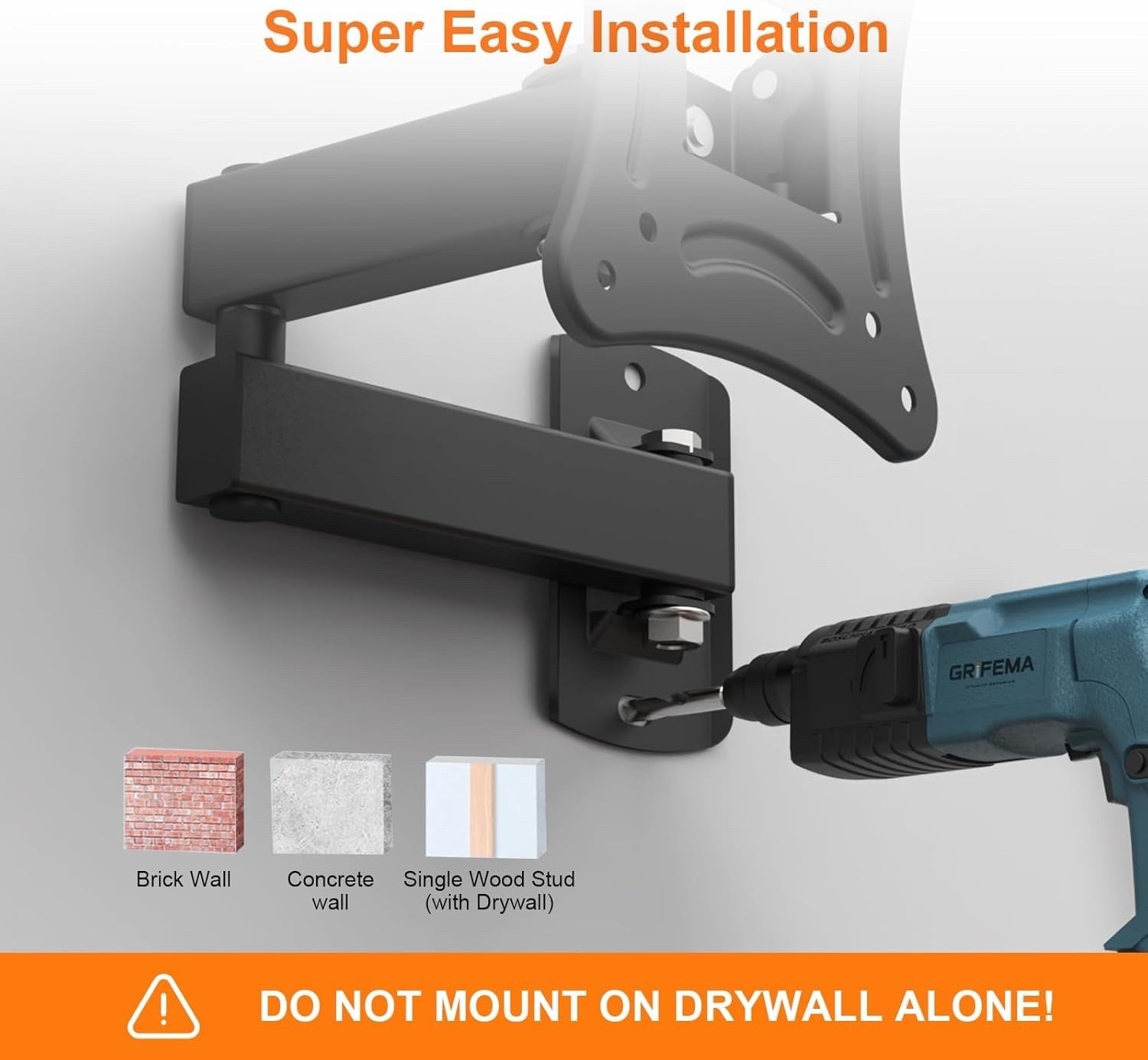 GRIFEMA TV Wall Bracket for 10-27 inch TVs TV Wall Mount for Flat & Curved TVs