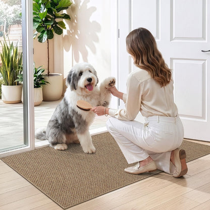 Door Mat Indoor Doormat Dirt Trapper Non Slip Rubber Backing 90x140cm Taupe Rug