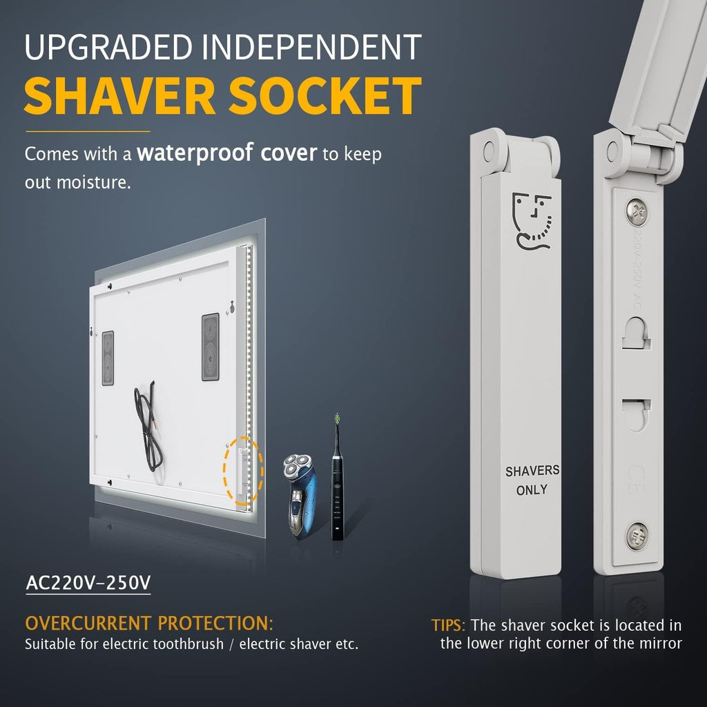 ELEGANT LED Bathroom Mirror 500x700mm Backlit Demister Shaver Socket