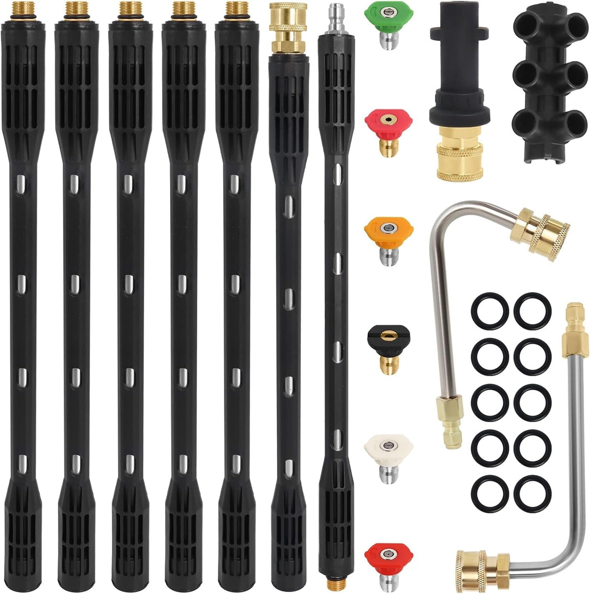 10 Pcs Pressure Washer Extension Wand Karcher K2-K7 4000PSI with 6 Nozzle Tips