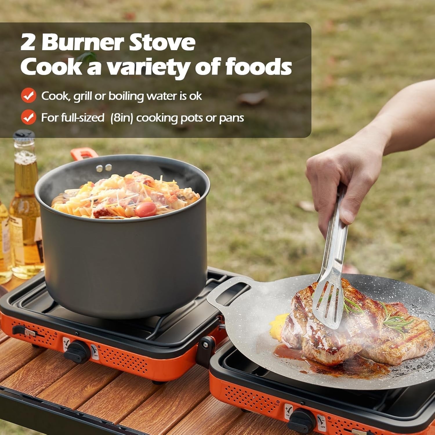 Odoland Portable 2 Burner Camping Stove 4400W Camp Stoves Lightweight Camping