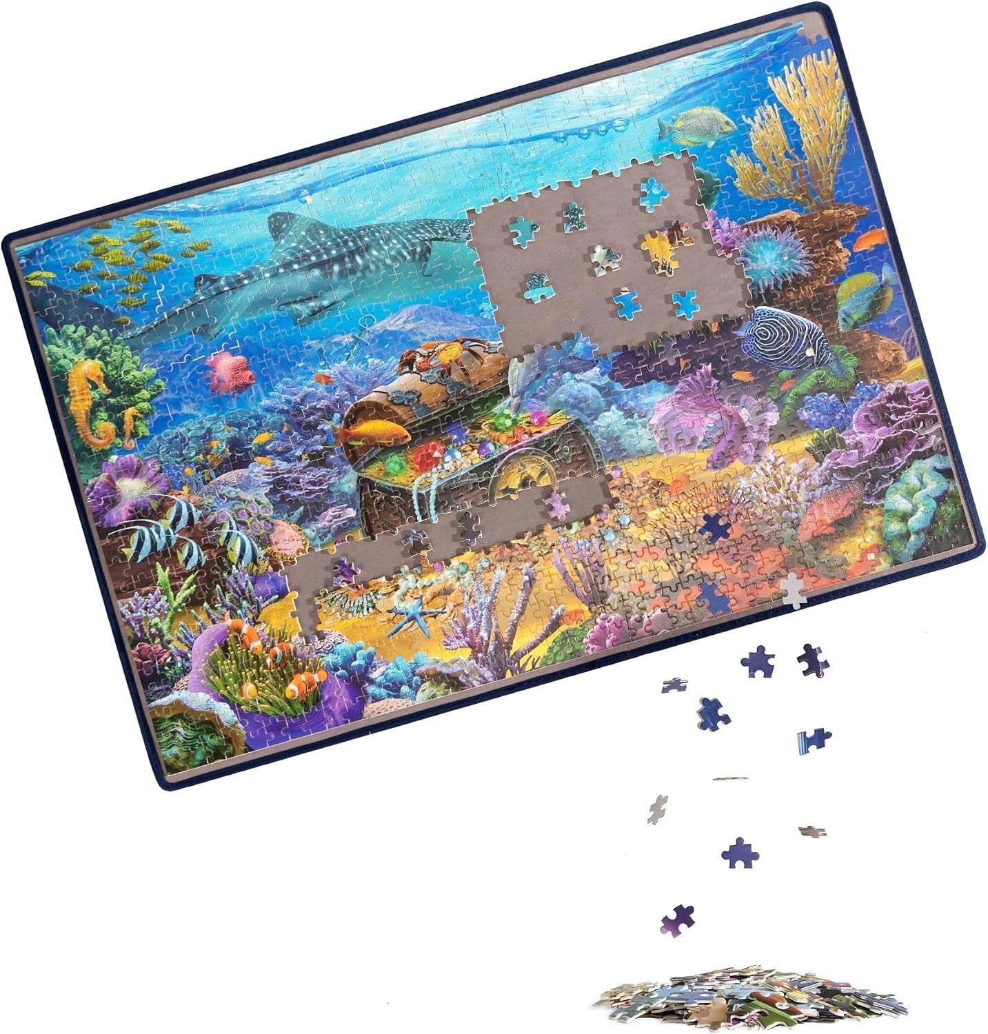 Becko US Jigsaw Puzzle Board Mat 1000 Piece Portable Non Slip Grey Storage Large