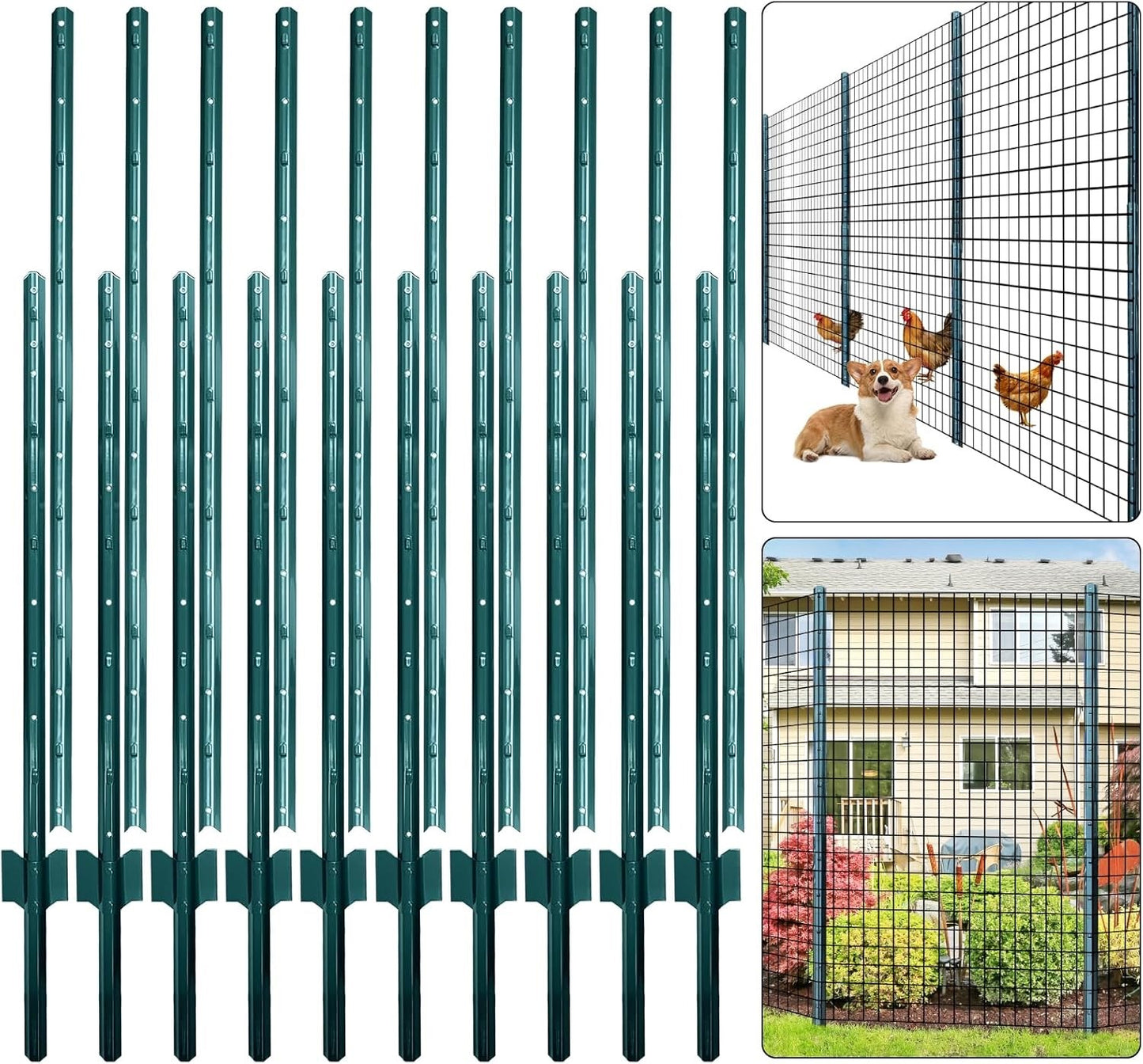 Fence Posts Metal U 213cm 10 Pack Garden Wire Mesh Chicken Outdoor Steel Poles