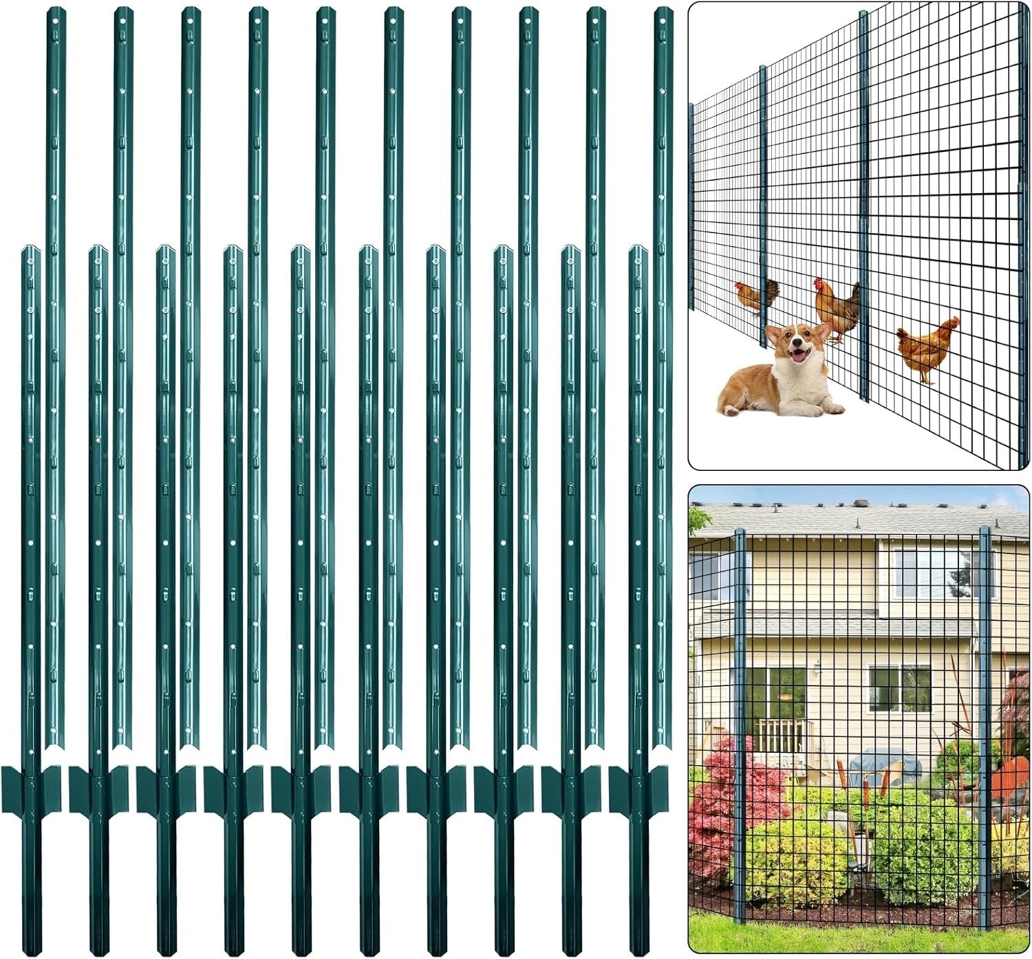 Fence Posts Metal U 213cm 10 Pack Garden Wire Mesh Chicken Outdoor Steel Poles