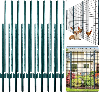 Fence Posts Metal U 213cm 10 Pack Garden Wire Mesh Chicken Outdoor Steel Poles