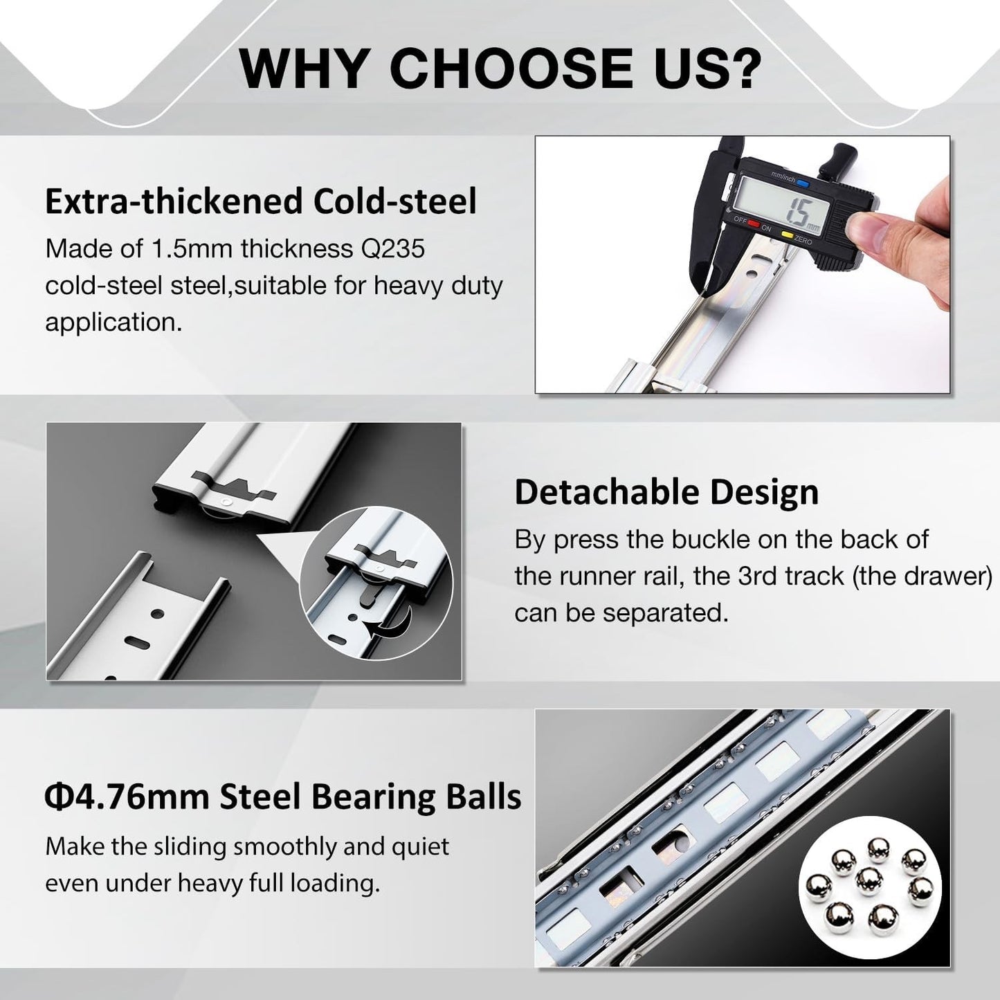 600mm Heavy Duty Locking Drawer Slides Full Extension Ball Bearing Runners Pair