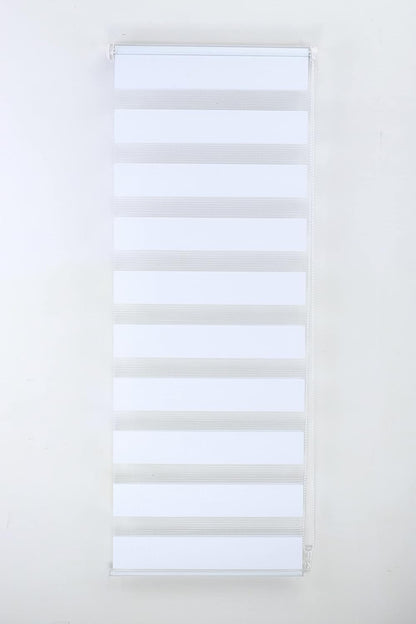 Zebra Roller Blinds Dual Layer No Drill Blackout Day Night 124x165cm White