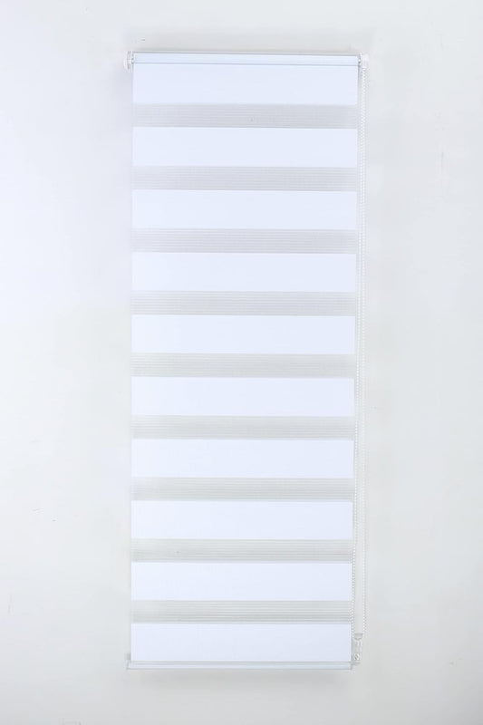 Zebra Roller Blinds Dual Layer No Drill Blackout Day Night 124x165cm White