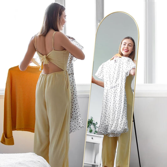 Melodieux Bogen Full Length Mirror 161 x 52 cm Large Freestanding Gold Aluminium