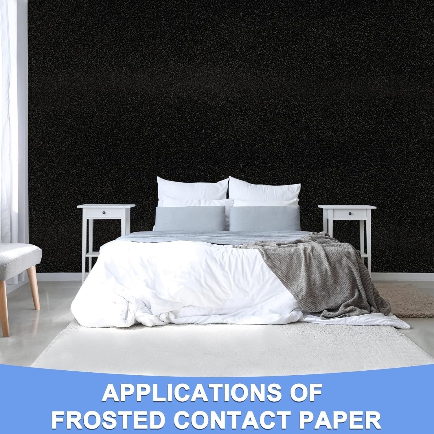 Black Frosted Contact Paper Self Adhesive Peel Stick Vinyl 119x100cm