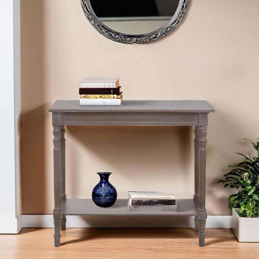 Console Table Hallway Wooden Oak Washed Grey Narrow Side Furniture Shelf Vintage