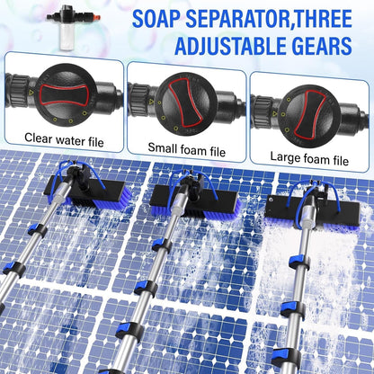 Water Fed Cleaning Pole 20ft Telescopic Solar Panel Window Brush Squeegee Kit