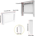 White MDF Radiator Cover 100cm Tall Modern Slatted Heater Cabinet Shelf