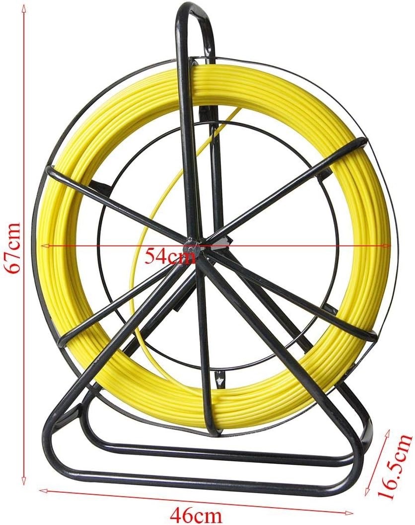 Cable Puller Duct Rodder 6mm x 100m Fiberglass Fish Tape Steel Stand Electrician